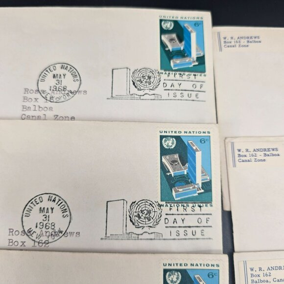 United Nations 1968 First Day Of Issue 6¢ Stamps Envelopes Lot LI3004 - Picture 2 of 6